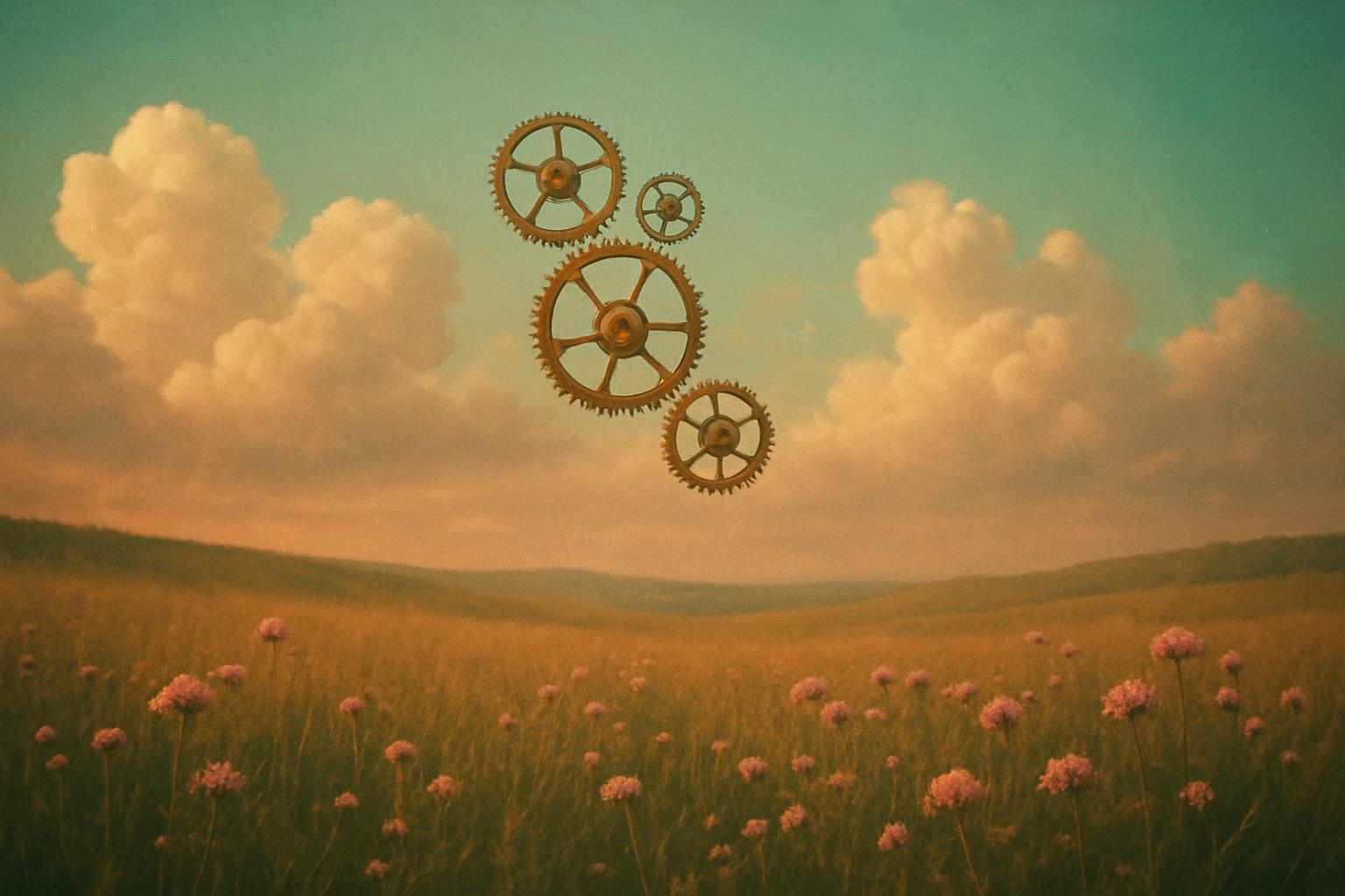 Abstract space-meets-nature illustration for What an audiology practice stops being able to see without appointment and chair utilisation in pastel teal, coral, and peach tones