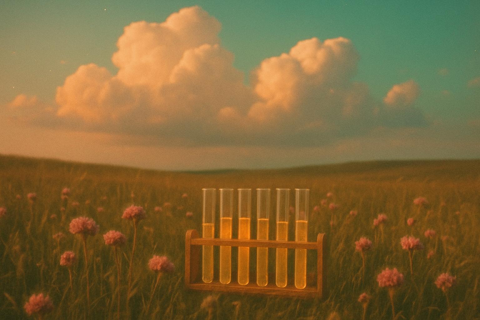 Abstract space-meets-nature illustration for Cold chain distributors that track the wrong thing in place of fleet utilisation in pastel teal, coral, and peach tones